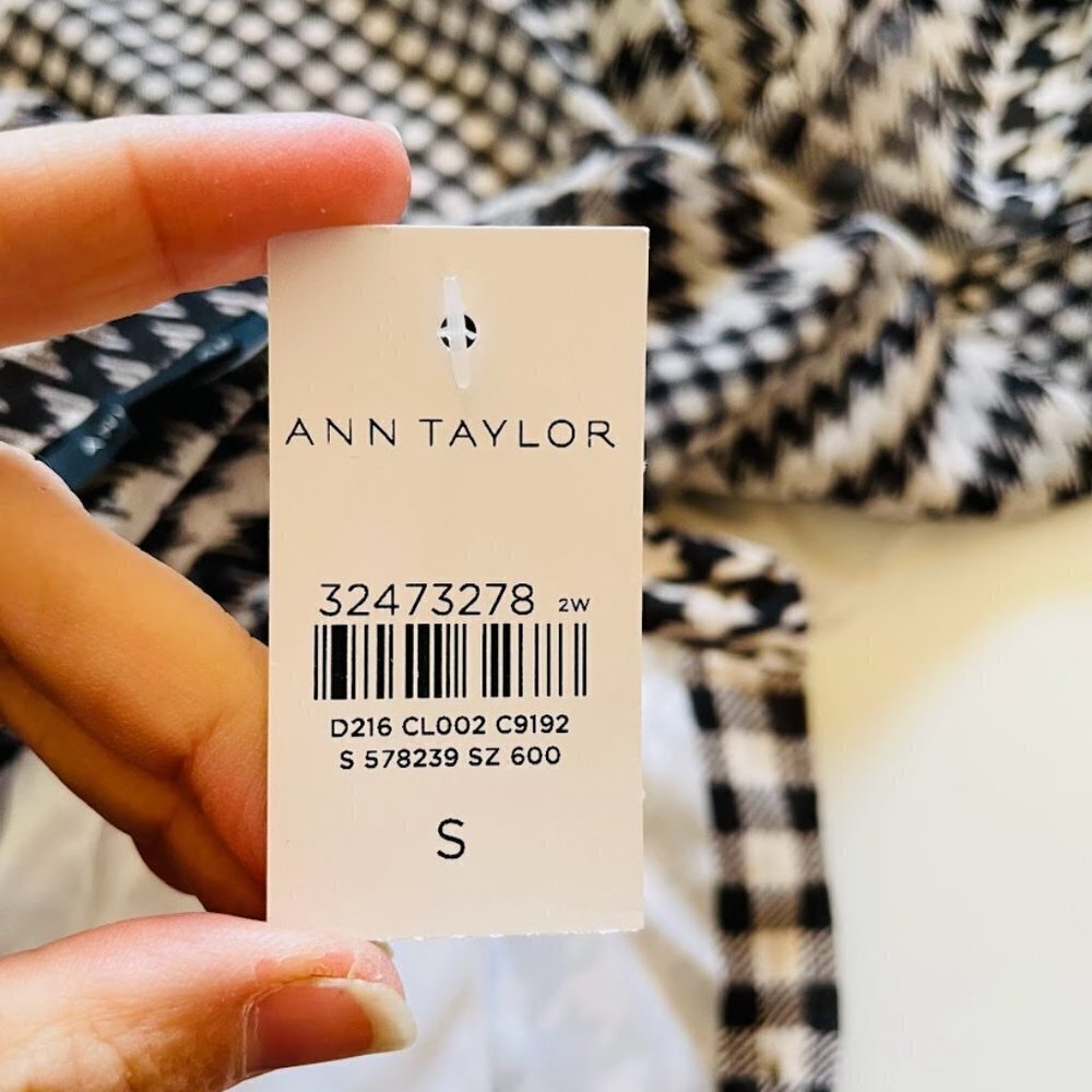 NWT Ann Taylor Dress Plaid Houndstooth Herringbone Belted Midi Flare Heritage - Picture 8 of 13